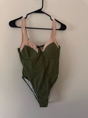 Classic Olive & Blush One-Piece Swimsuit - Women's